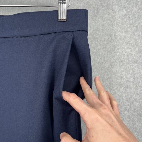 Gloria Vanderbilt Wide Leg Point Crop Pant Size M Navy Blue Pull On Pockets NEW - Picture 2 of 14